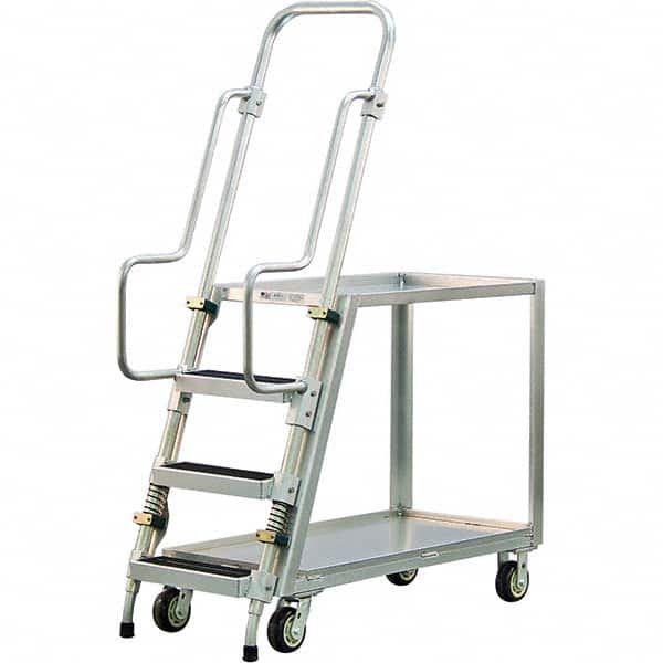 New Age Industrial - 69-1/2" High 800 Lb Capacity 3 Step Stock-Picking Ladder - Exact Tool & Supply