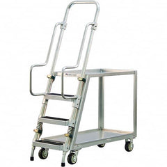 New Age Industrial - 69-1/2" High 800 Lb Capacity 3 Step Stock-Picking Ladder - Exact Tool & Supply