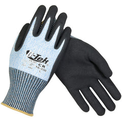 ‎16-330/S Coated Gloves w/Polykor - G-Tek PolyKor - Blue & White Shell - 13G - Double Dip Nitrile MS Grip - A2 - Exact Tool & Supply