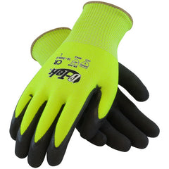 ‎16-340LG/S Coated Gloves w/Polykor - G-Tek PolyKor - HV Lime G 13G Shell - DD Nitrile MicroSurface Grip - A3 - Exact Tool & Supply