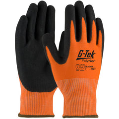 ‎16-343OR/XS Coated Gloves w/Polykor - G-Tek PolyKor - HV Orange 13G Shell - DD Nitrile MicroSurface Grip - A2 - Exact Tool & Supply