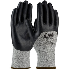 ‎16-355/XL Coated Gloves w/Polykor - G-Tek PolyKor - S&P 13G Blend Shell - Black Nitrile Coated Foam Grip - A2 - Exact Tool & Supply