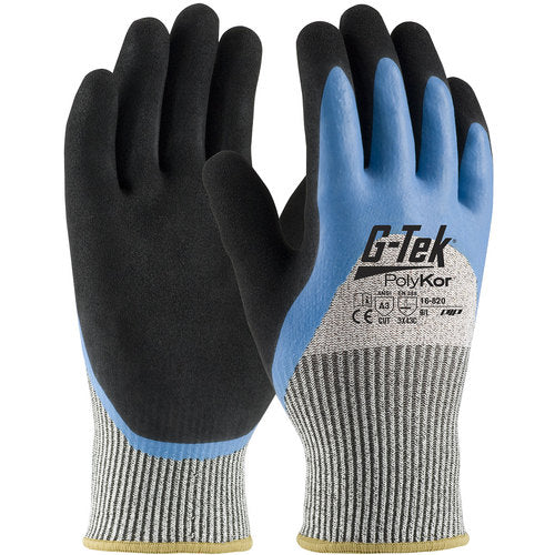 ‎16-820/XXL Coated Gloves w/Polykor - G-Tek PolyKor - S&P PolyKor/Acrylic Blend - Dbl Dip Latex/Micro-Surface - Exact Tool & Supply