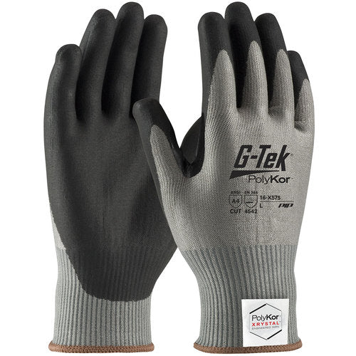 16-X575/XXL Coated Gloves w/Polykor - G-Tek PolyKor Xrystal - S&P Blended 13G - Blk NeoFoam - Thumb Crotch - A4 - Exact Tool & Supply
