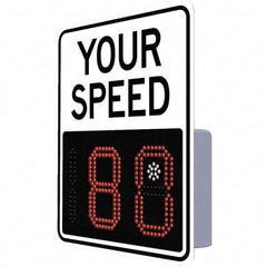 TAPCO - "Your Speed," 29" Wide x 23" High Aluminum Face/Polycarbonate Housing Speed Limit Sign - Exact Tool & Supply