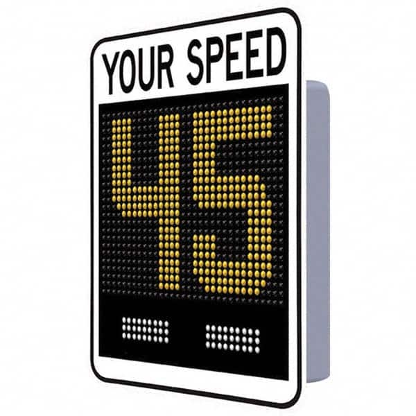 TAPCO - "Your Speed," 42" Wide x 30" High Aluminum Face/Polycarbonate Housing Speed Limit Sign - Exact Tool & Supply