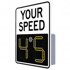 TAPCO - "Your Speed," 29" Wide x 23" High Aluminum Face/Polycarbonate Housing Speed Limit Sign - Exact Tool & Supply