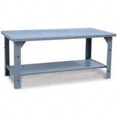 Strong Hold - Stationary Work Benches, Tables Type: Adjustable Leg Top Material: 7 Gauge Steel - Exact Tool & Supply