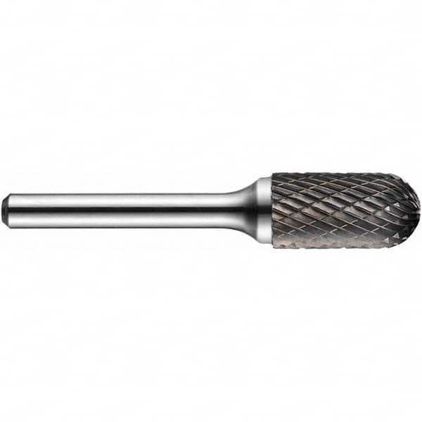 Precision Twist Drill - 1/8" Cut Diam, 1/8" Shank Diam, Carbide Double Cut Cylinder Ball End Burr - Exact Tool & Supply