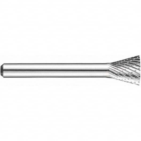 Precision Twist Drill - 1/4" Cut Diam, 1/4" Shank Diam, Carbide Double Cut Inverted Cone Burr - Exact Tool & Supply