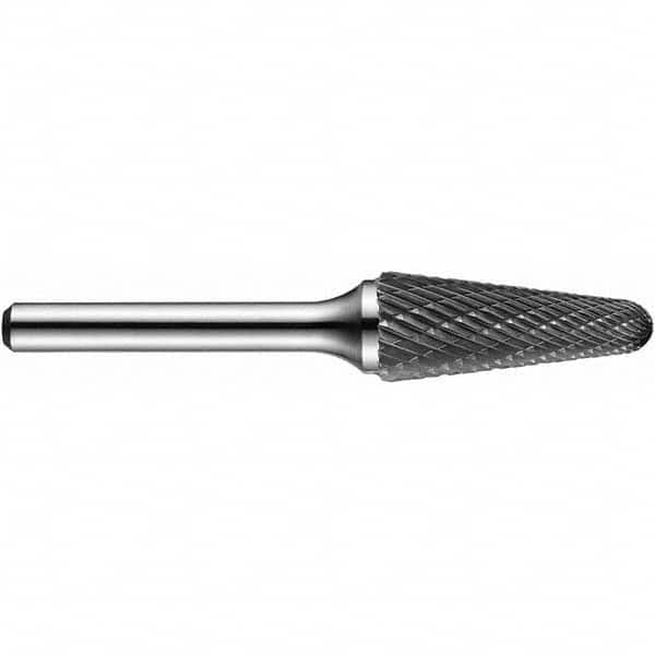 Precision Twist Drill - 1/8" Cut Diam, 1/8" Shank Diam, Carbide Double Cut Conical Radius End Burr - Exact Tool & Supply