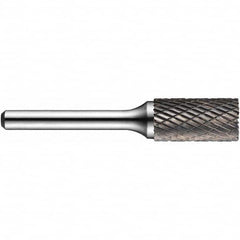 Precision Twist Drill - 3/8" Cut Diam, 1/4" Shank Diam, Carbide Double Cut Cylinder Burr with End Cut - Exact Tool & Supply
