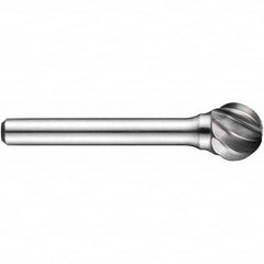 Precision Twist Drill - 1/2" Cut Diam, 1/4" Shank Diam, Carbide Aluma Cut Ball Burr - Exact Tool & Supply