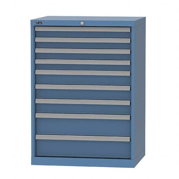 LISTA - 9 Drawer, 124 Compartment Bright Blue Steel Modular Storage Cabinet - Exact Tool & Supply