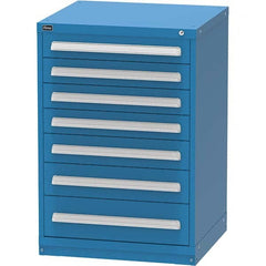Vidmar - 7 Drawer Bright Blue Steel Modular Storage Cabinet - Exact Tool & Supply