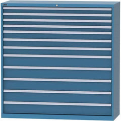 LISTA - 12 Drawer, 84 Compartment Bright Blue Steel Modular Storage Cabinet - Exact Tool & Supply