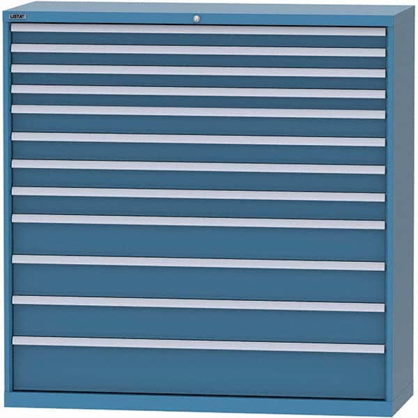 LISTA - 12 Drawer, 84 Compartment Bright Blue Steel Modular Storage Cabinet - Exact Tool & Supply
