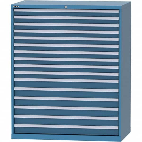 LISTA - 16 Drawer, 216 Compartment Bright Blue Steel Modular Storage Cabinet - Exact Tool & Supply
