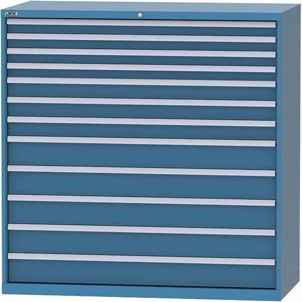 LISTA - 12 Drawer, 84 Compartment Bright Blue Steel Modular Storage Cabinet - Exact Tool & Supply