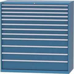 LISTA - 12 Drawer, 84 Compartment Bright Blue Steel Modular Storage Cabinet - Exact Tool & Supply