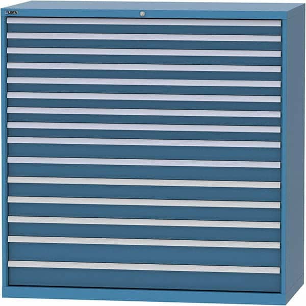 LISTA - 15 Drawer, 84 Compartment Bright Blue Steel Modular Storage Cabinet - Exact Tool & Supply