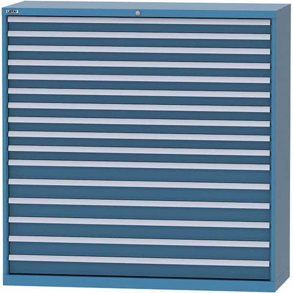 LISTA - 16 Drawer, 84 Compartment Bright Blue Steel Modular Storage Cabinet - Exact Tool & Supply