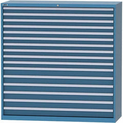 LISTA - 16 Drawer, 84 Compartment Bright Blue Steel Modular Storage Cabinet - Exact Tool & Supply