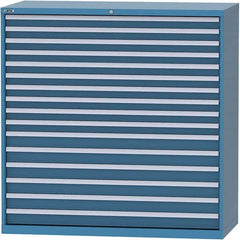 LISTA - 16 Drawer, 84 Compartment Bright Blue Steel Modular Storage Cabinet - Exact Tool & Supply