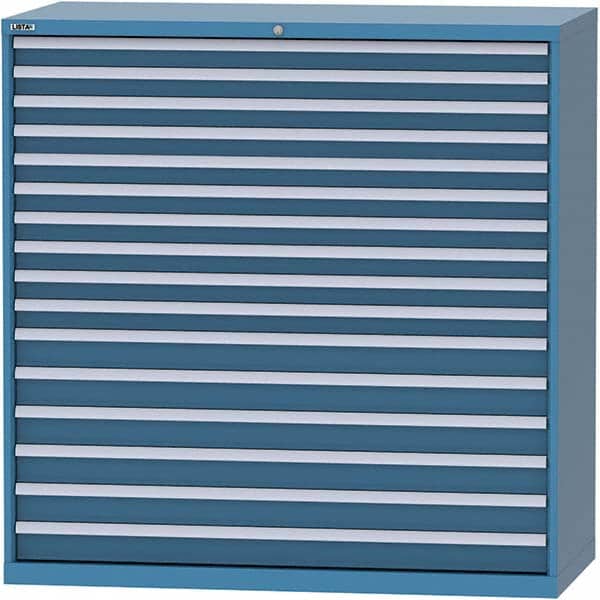 LISTA - 16 Drawer, 84 Compartment Bright Blue Steel Modular Storage Cabinet - Exact Tool & Supply