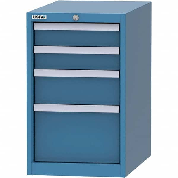 LISTA - 4 Drawer, 45 Compartment Bright Blue Steel Modular Storage Cabinet - Exact Tool & Supply