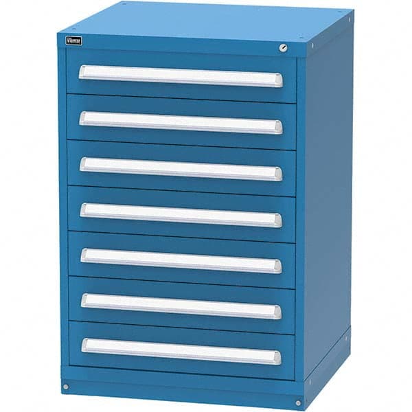 Vidmar - 7 Drawer, 344 Compartment Bright Blue Steel Modular Storage Cabinet - Exact Tool & Supply