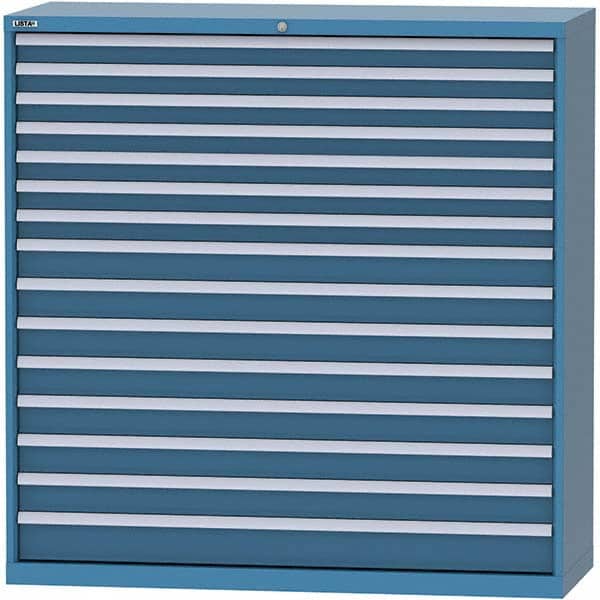 LISTA - 15 Drawer, 84 Compartment Bright Blue Steel Modular Storage Cabinet - Exact Tool & Supply