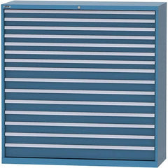 LISTA - 15 Drawer, 84 Compartment Bright Blue Steel Modular Storage Cabinet - Exact Tool & Supply