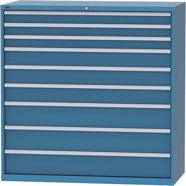 LISTA - 9 Drawer, 84 Compartment Bright Blue Steel Modular Storage Cabinet - Exact Tool & Supply