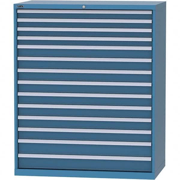 LISTA - 14 Drawer, 216 Compartment Bright Blue Steel Modular Storage Cabinet - Exact Tool & Supply