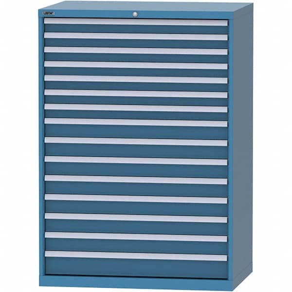LISTA - 15 Drawer, 99 Compartment Bright Blue Steel Modular Storage Cabinet - Exact Tool & Supply