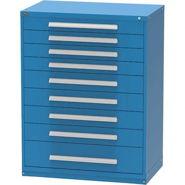 Vidmar - 9 Drawer, 45 Compartment Bright Blue Steel Modular Storage Cabinet - Exact Tool & Supply