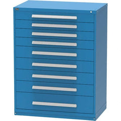 Vidmar - 9 Drawer, 45 Compartment Bright Blue Steel Modular Storage Cabinet - Exact Tool & Supply