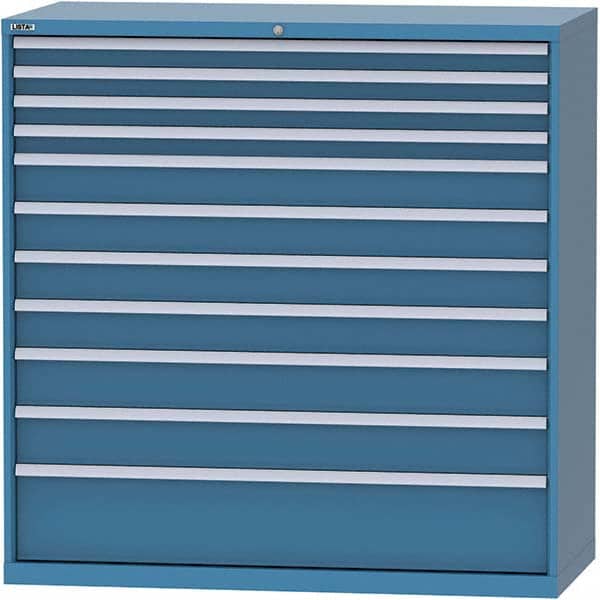 LISTA - 11 Drawer, 84 Compartment Bright Blue Steel Modular Storage Cabinet - Exact Tool & Supply