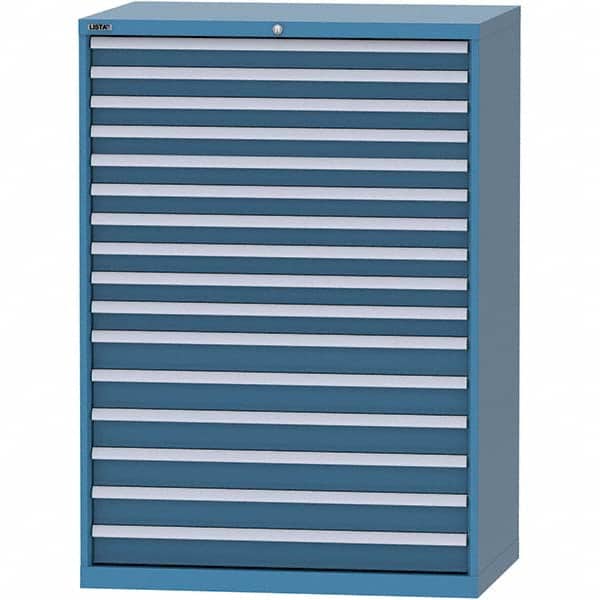 LISTA - 16 Drawer, 99 Compartment Bright Blue Steel Modular Storage Cabinet - Exact Tool & Supply