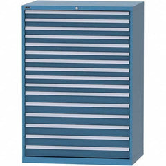 LISTA - 16 Drawer, 99 Compartment Bright Blue Steel Modular Storage Cabinet - Exact Tool & Supply