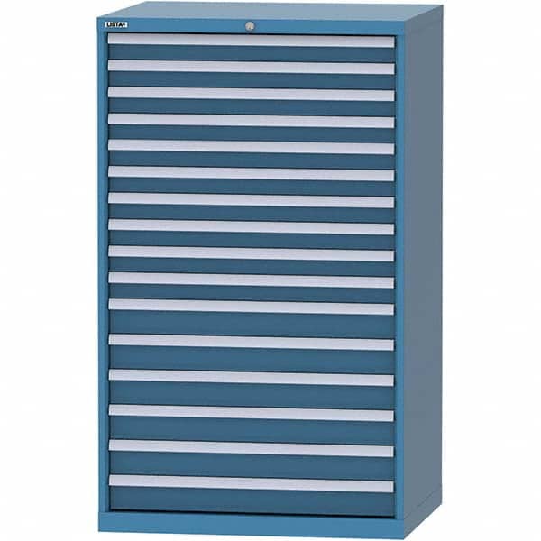 LISTA - 16 Drawer, 84 Compartment Bright Blue Steel Modular Storage Cabinet - Exact Tool & Supply