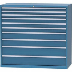 LISTA - 10 Drawer, 84 Compartment Bright Blue Steel Modular Storage Cabinet - Exact Tool & Supply
