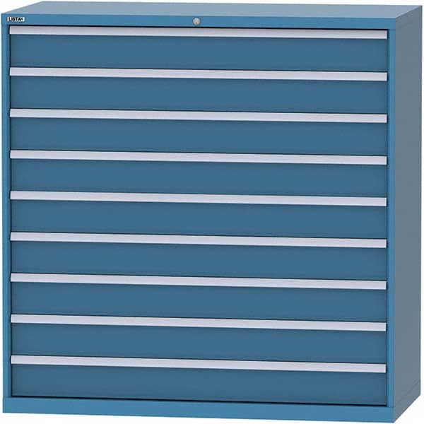LISTA - 9 Drawer, 84 Compartment Bright Blue Steel Modular Storage Cabinet - Exact Tool & Supply