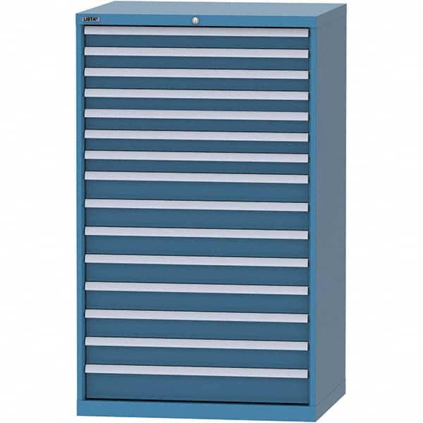 LISTA - 15 Drawer, 84 Compartment Bright Blue Steel Modular Storage Cabinet - Exact Tool & Supply