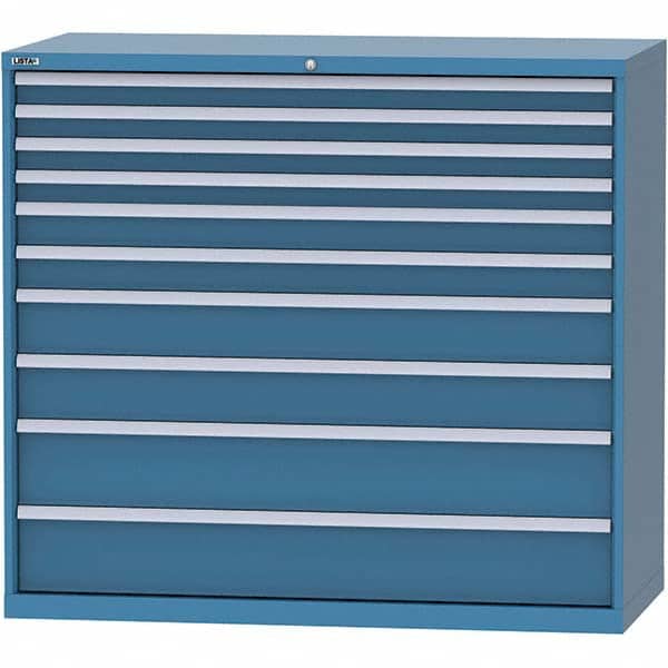 LISTA - 10 Drawer, 84 Compartment Bright Blue Steel Modular Storage Cabinet - Exact Tool & Supply