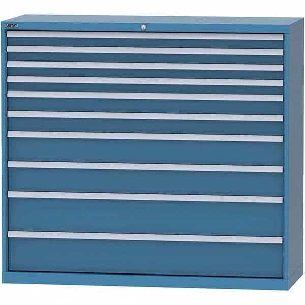 LISTA - 10 Drawer, 84 Compartment Bright Blue Steel Modular Storage Cabinet - Exact Tool & Supply