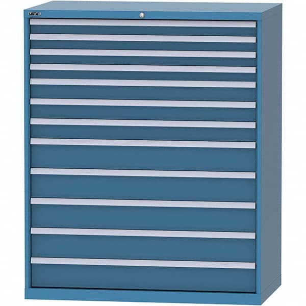 LISTA - 12 Drawer, 216 Compartment Bright Blue Steel Modular Storage Cabinet - Exact Tool & Supply