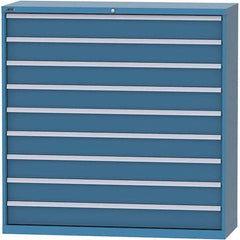 LISTA - 9 Drawer, 84 Compartment Bright Blue Steel Modular Storage Cabinet - Exact Tool & Supply