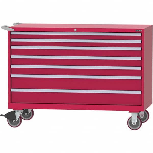 LISTA - 7 Drawer, 84 Compartment Red Steel Modular Storage Cabinet - Exact Tool & Supply